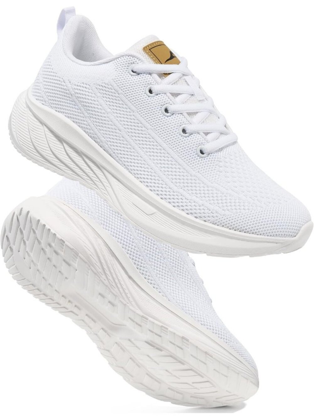 Women's White Walking Shoes Breathable Knit Tennis Sneakers For Work Gym Travel
